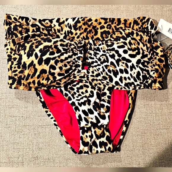 DKNY - Leopard U Wire Shirred Bandeau Swim Set - Picture 9 of 13